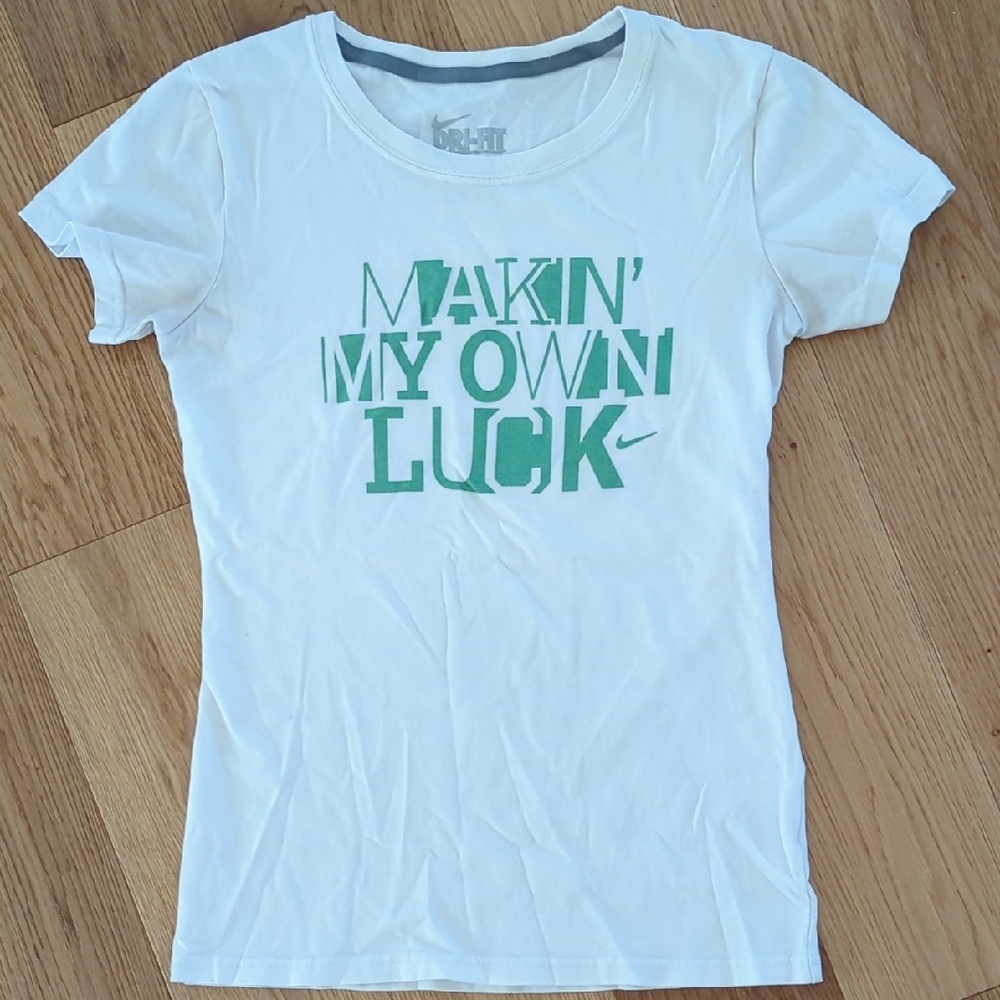 3/$15 Nike Dri-FIT White Tee with Green Graphic